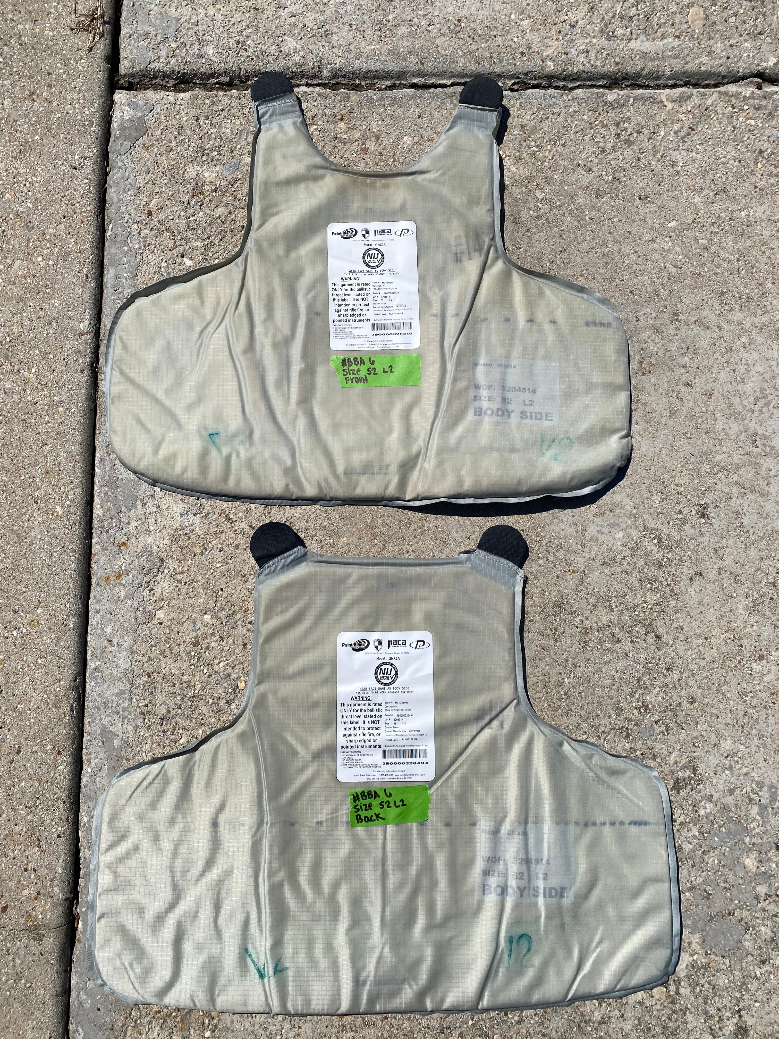 Point Blank Concealable Body Armor PACA #BBA6. Size 52 L2 Color Navy. Light usage