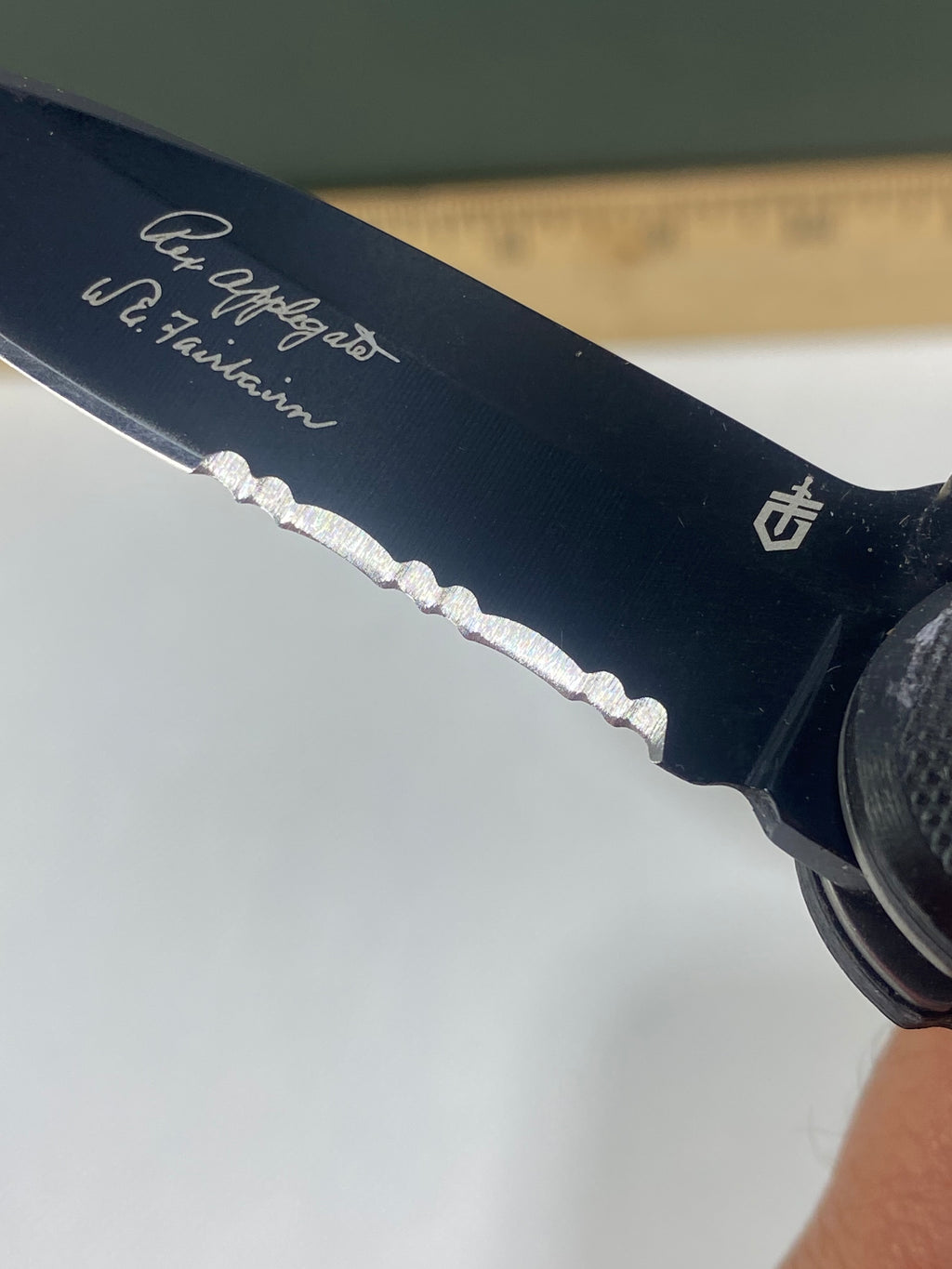 Gerber #-11. Mini Covert. Light usage. Ding on tip.
