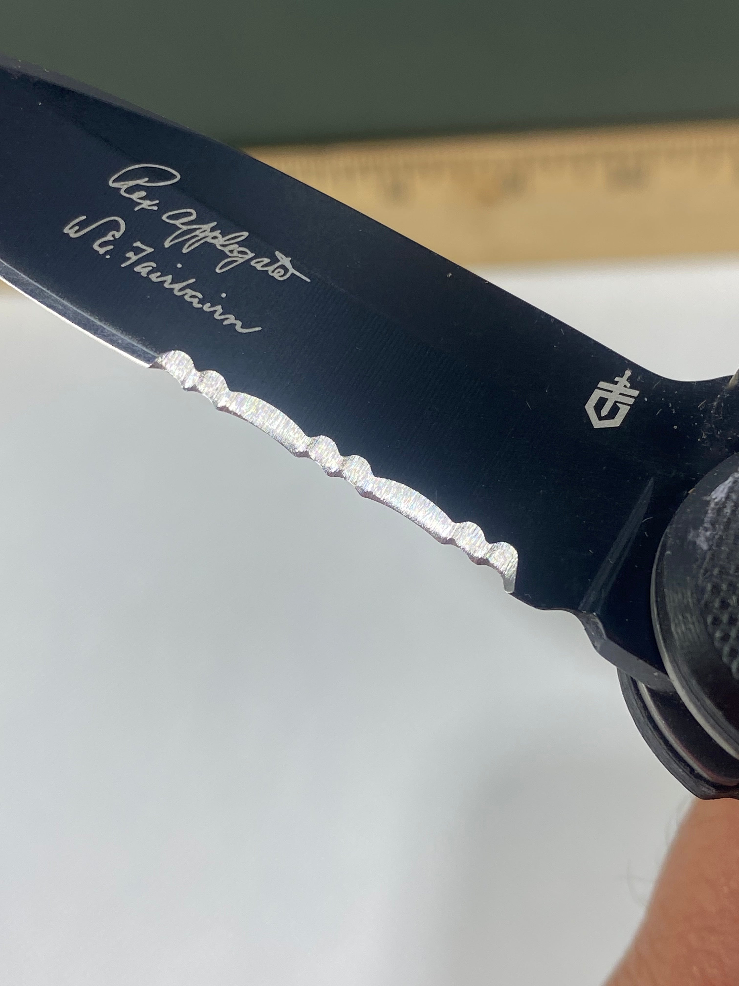 Gerber #-11. Mini Covert. Light usage. Ding on tip.