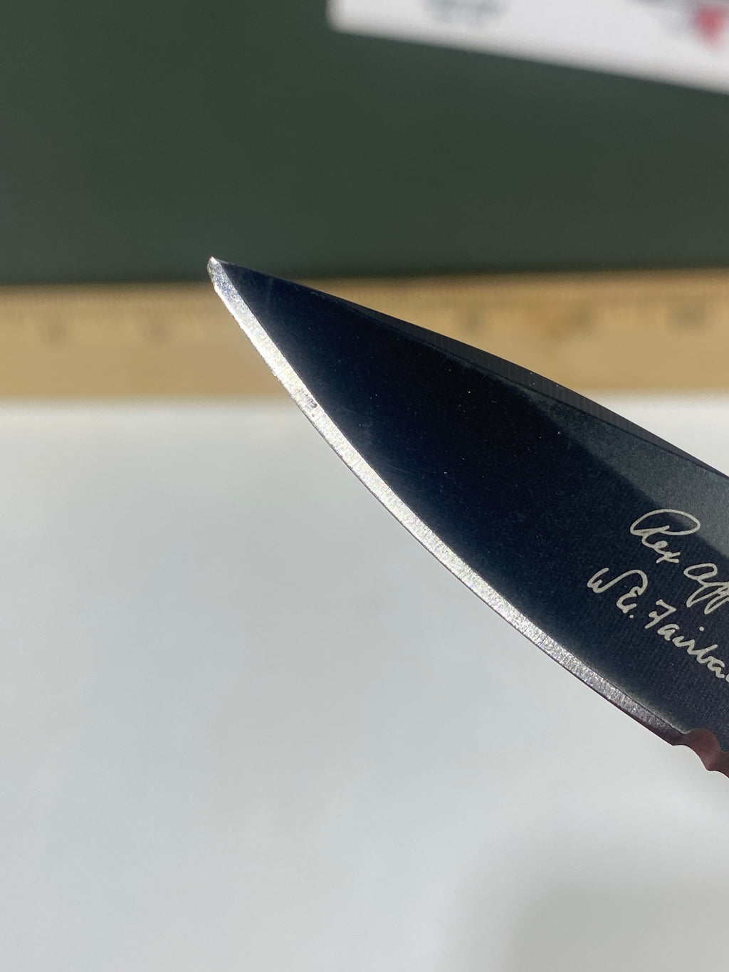 Gerber #-11. Mini Covert. Light usage. Ding on tip.
