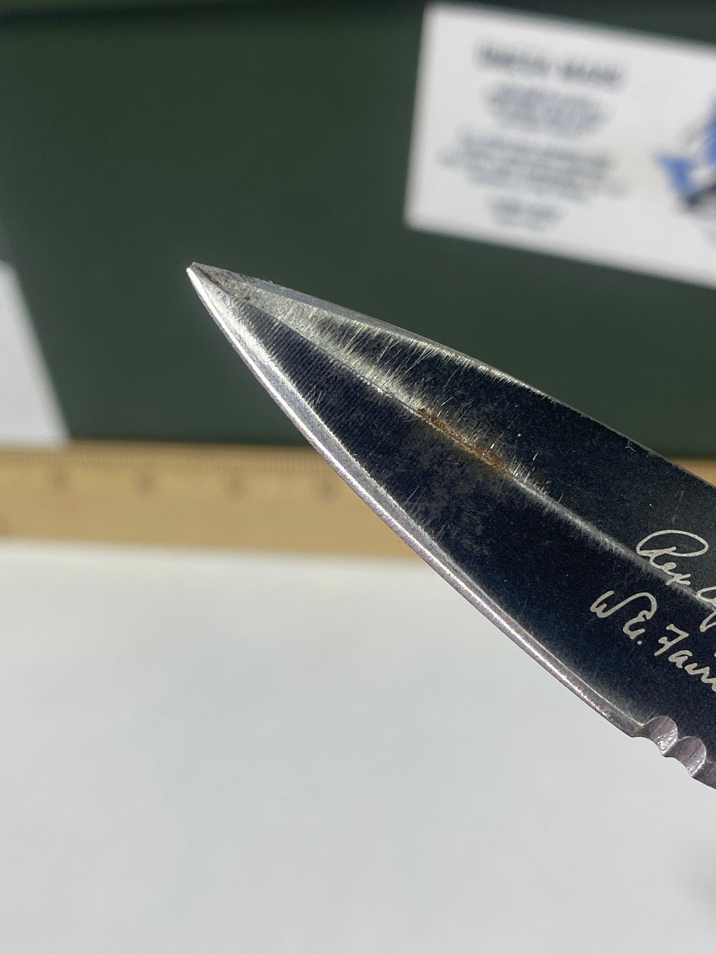 Gerber #-13. FAST Folding Covert. Light usage. Broken Tip. Resharpened.