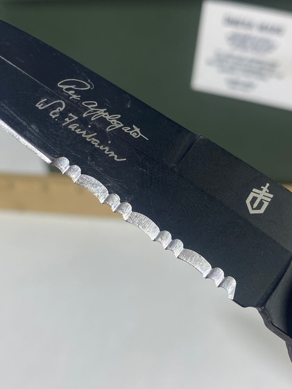 Gerber #-14. FAST Folding Covert. Light usage. Blade a little loose. Pocket clip missing a screw. Dings on the blade.