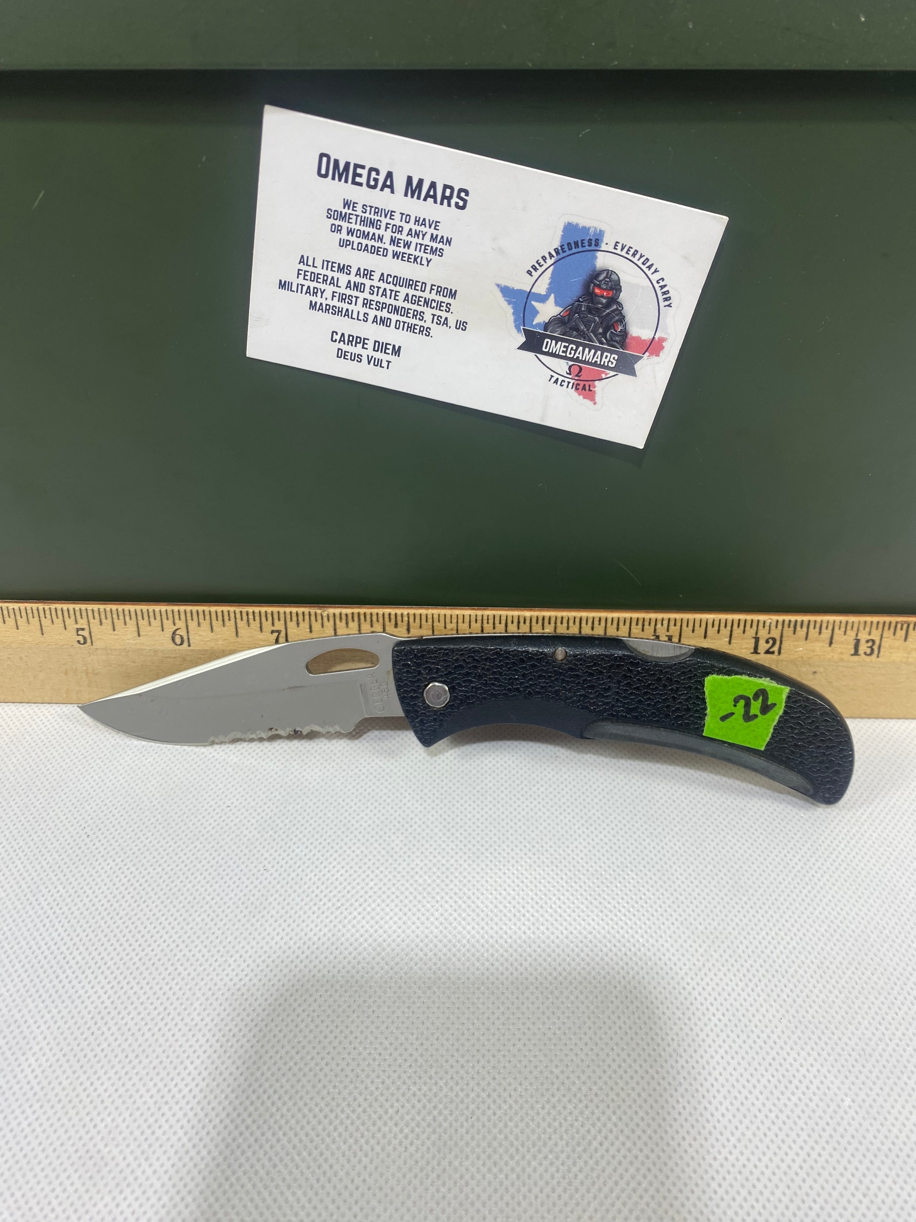 Gerber #-22. EZ Out. Light usage. Dirty.