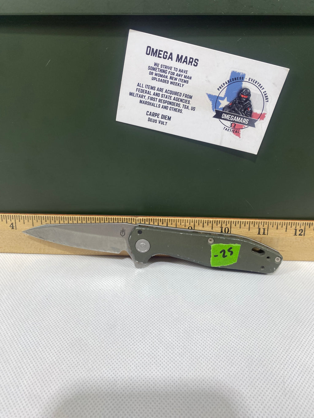 Gerber #-25. Fastball. Light usage. Missing Pocket Clip. Resharpened.
