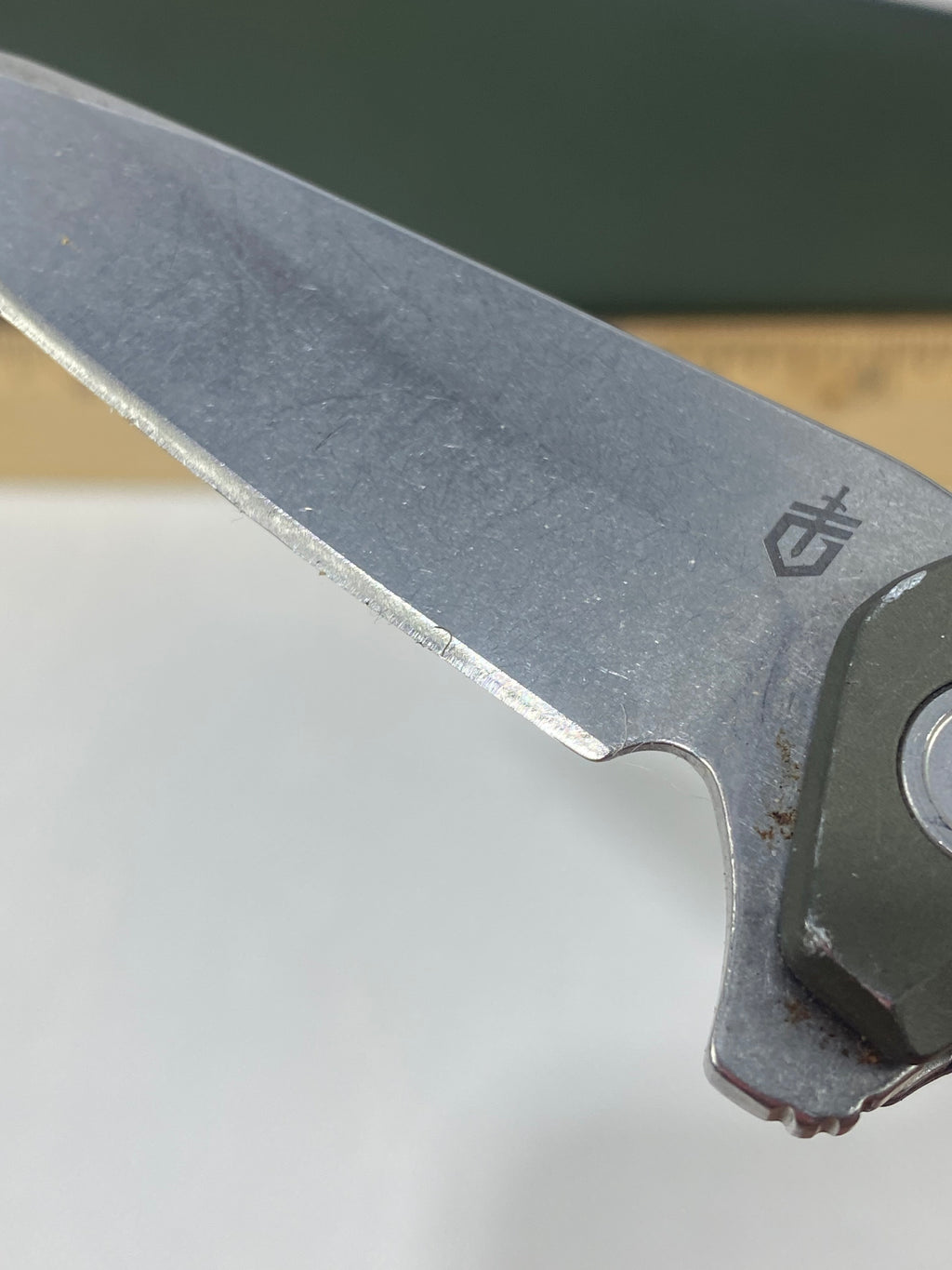 Gerber #-25. Fastball. Light usage. Missing Pocket Clip. Resharpened.