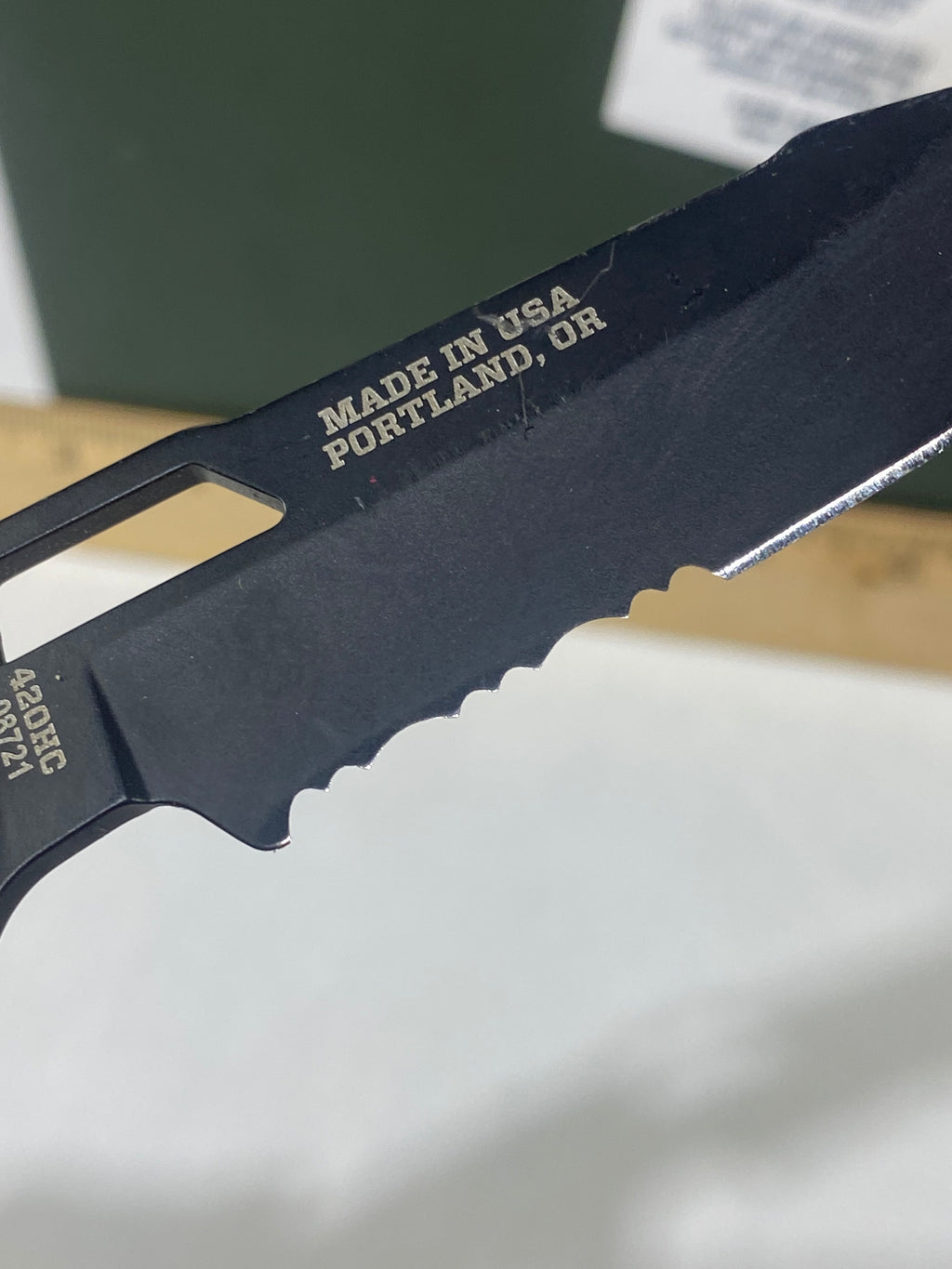 Gerber #-31. Order. Light usage. Pocket clip a little loose. Ding on blade. Broken Tip.