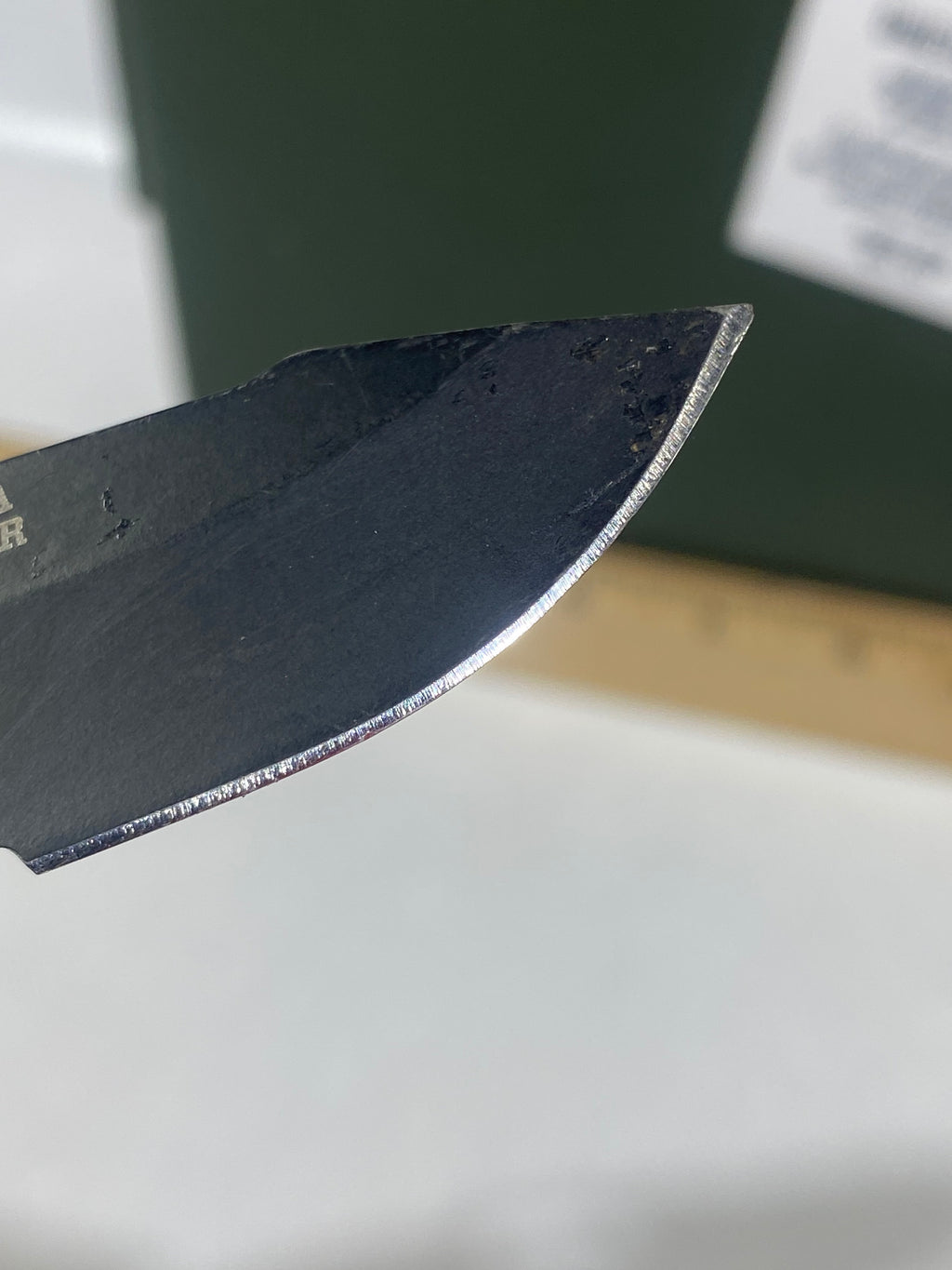 Gerber #-31. Order. Light usage. Pocket clip a little loose. Ding on blade. Broken Tip.