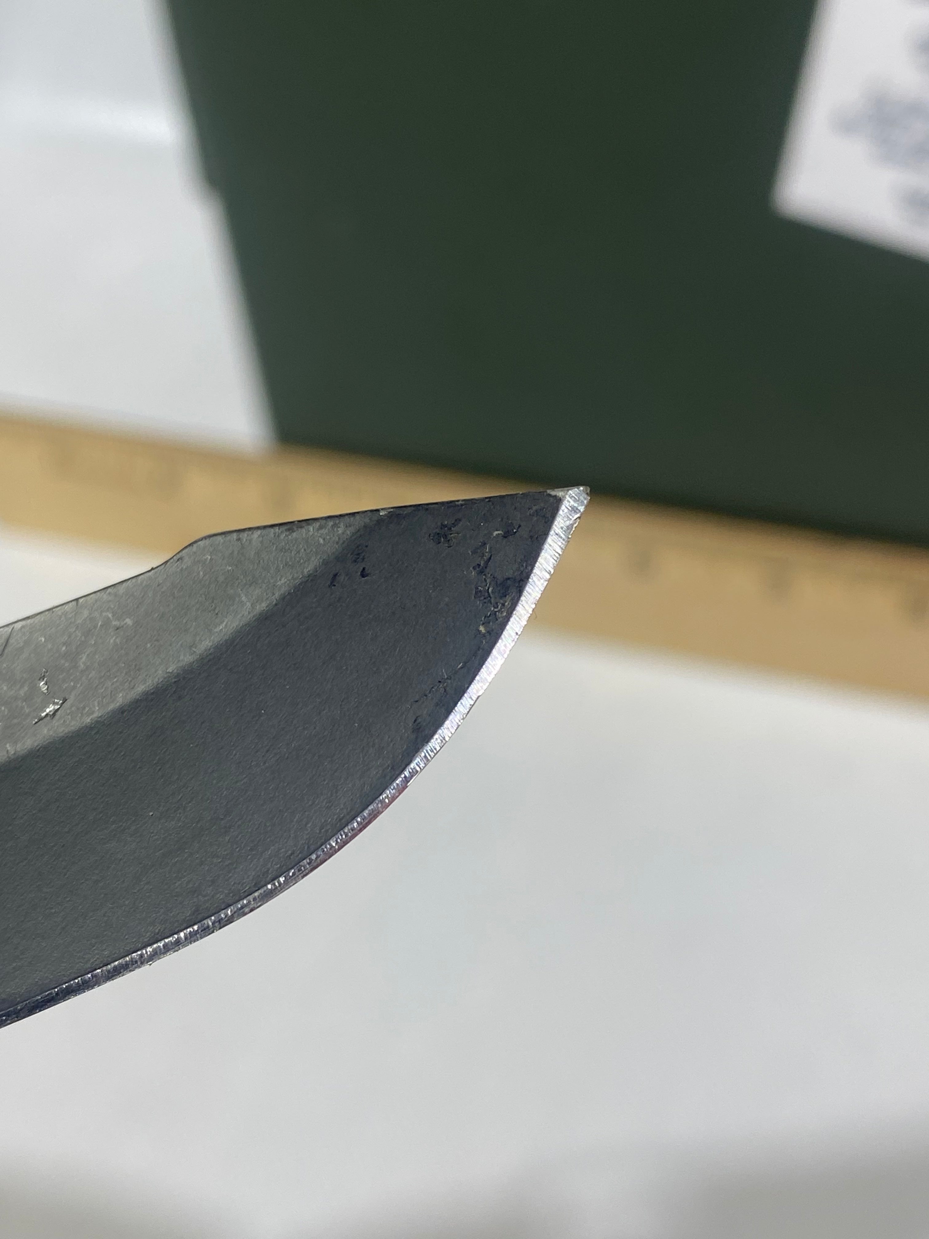 Gerber #-31. Order. Light usage. Pocket clip a little loose. Ding on blade. Broken Tip.
