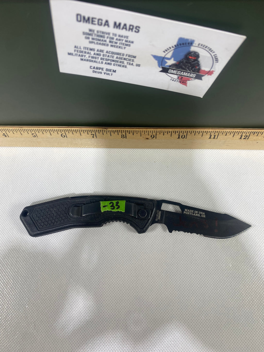 Gerber #-33. Order. Light usage. Name on it with a marker.