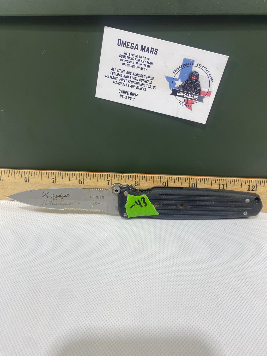 Gerber #-43. Applegate Fairbairn Covert. Light usage. Dirty.