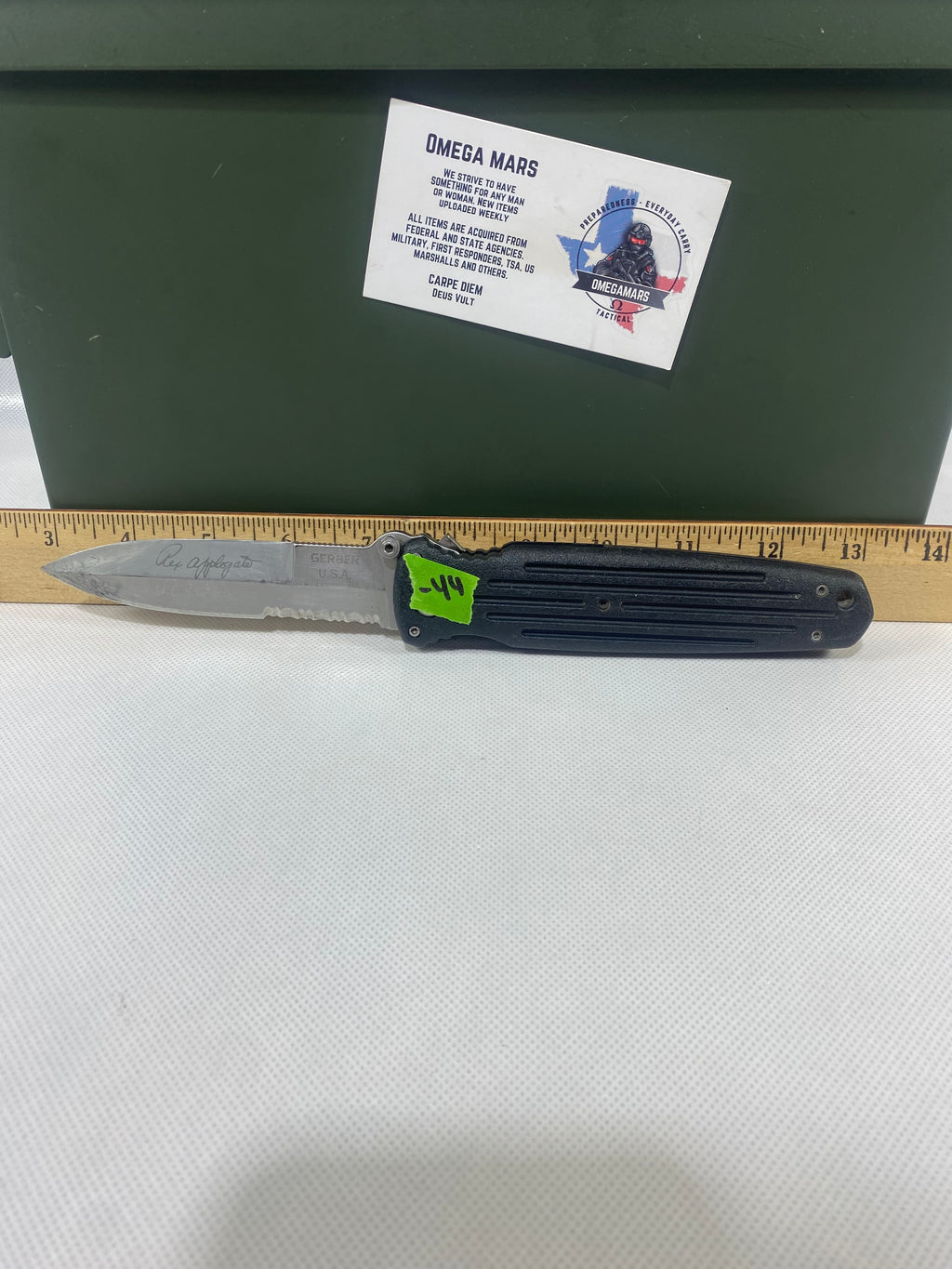 Gerber #-44. Applegate-Fairbairn Combat Folder. Light usage. Resharpened.