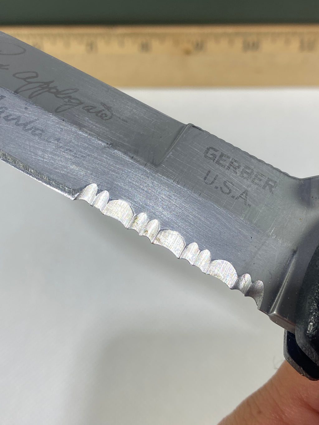 Gerber #-44. Applegate-Fairbairn Combat Folder. Light usage. Resharpened.