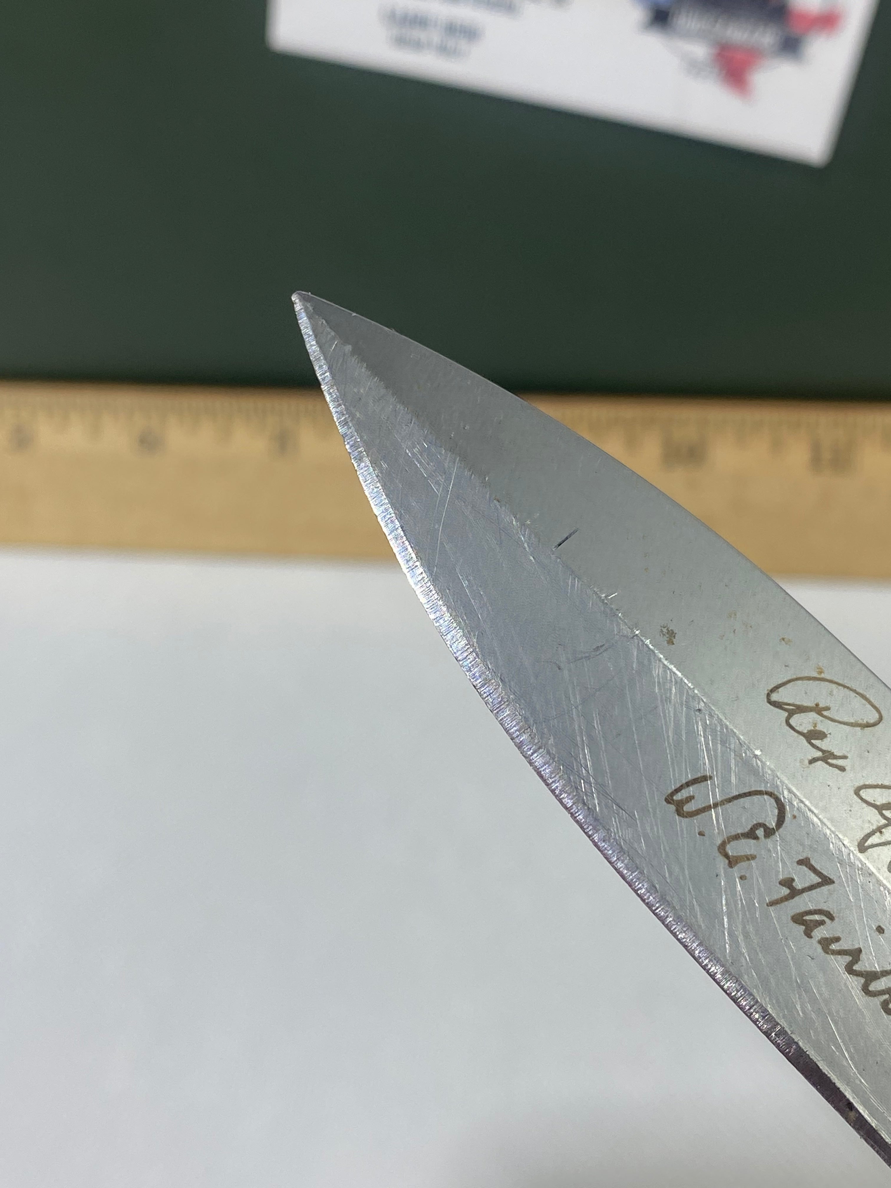 Gerber #-45. Applegate-Fairbairn Combat Folder. Light usage. Dirty. Blade has someone's name scratched on it.