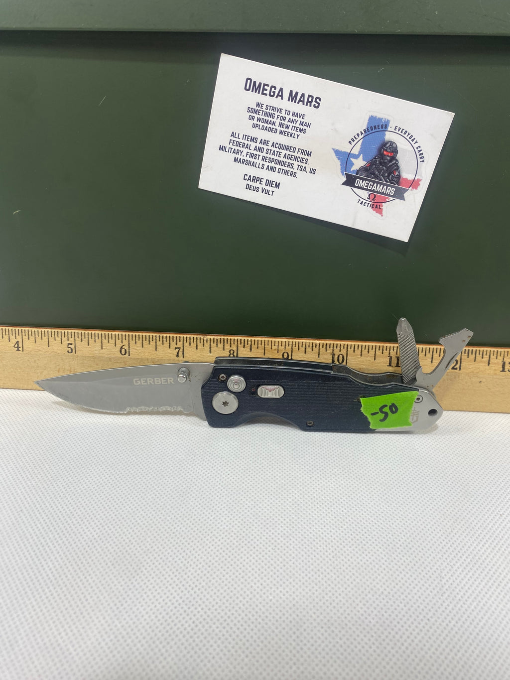Gerber #-50. Obsidian. Light usage. Little dirty.