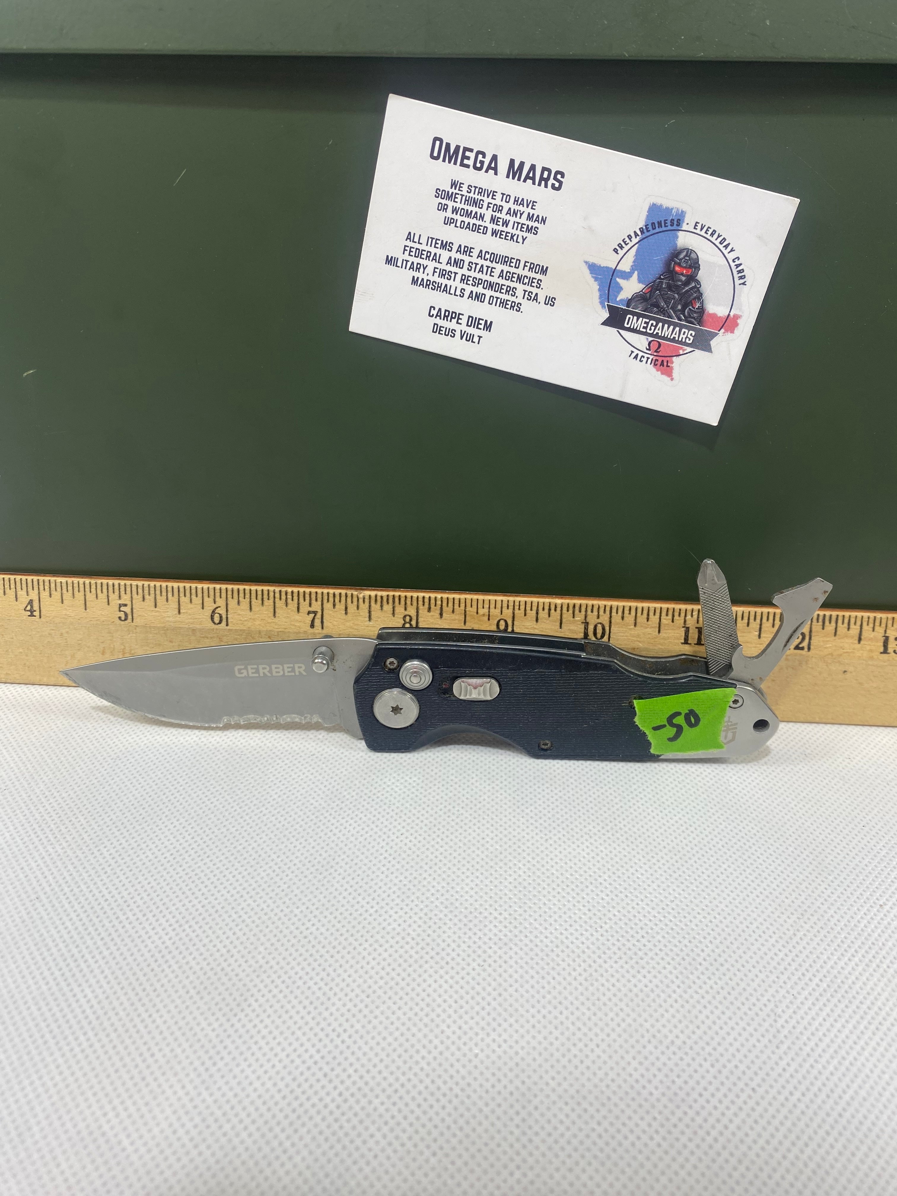 Gerber #-50. Obsidian. Light usage. Little dirty.
