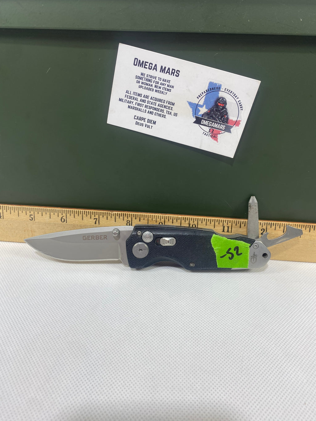 Gerber #-52. Obsidian. Light usage. Resharpened.