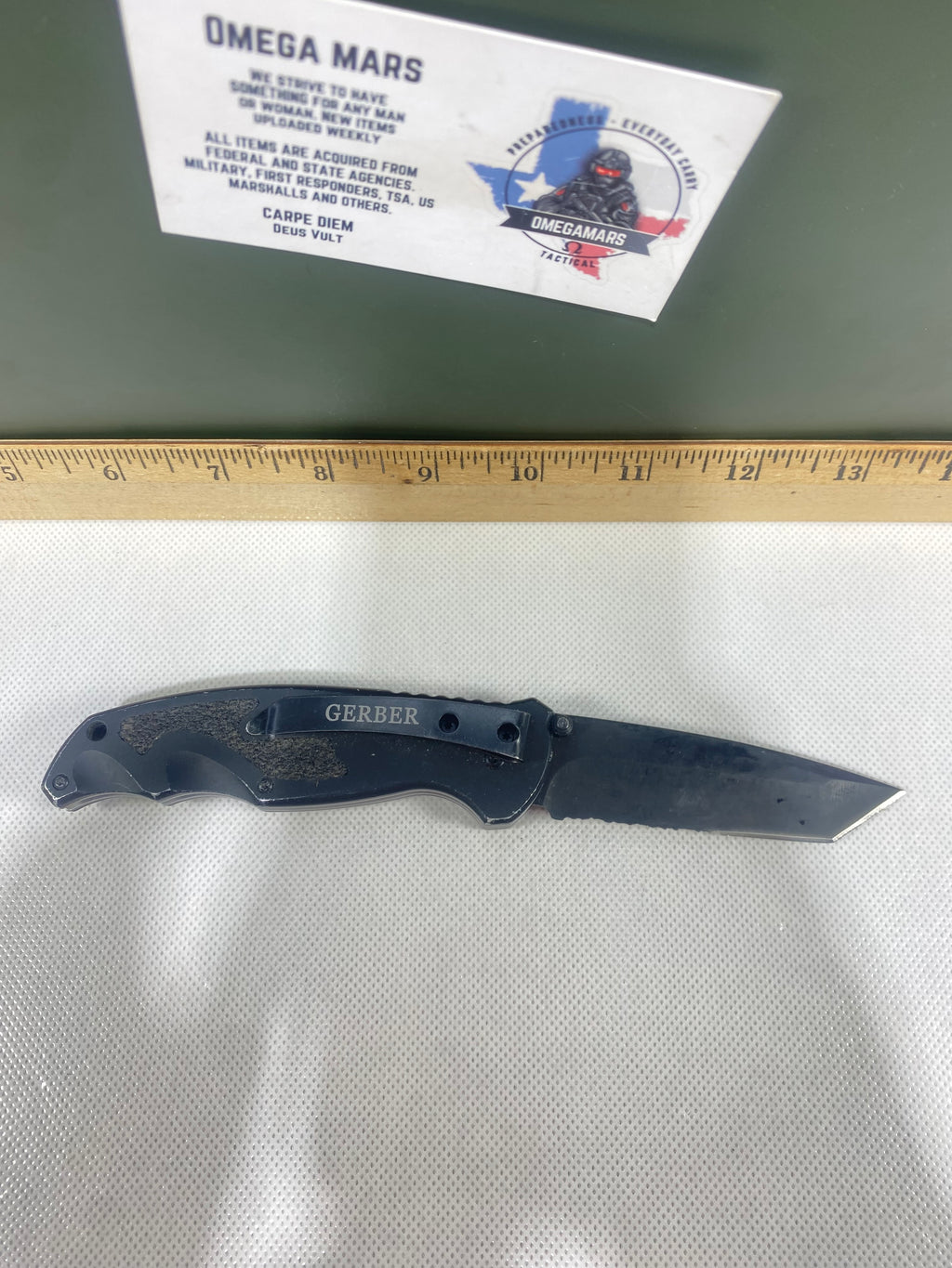 Gerber #-56. Answer F.A.S.T. Light usage. Chips on blade.