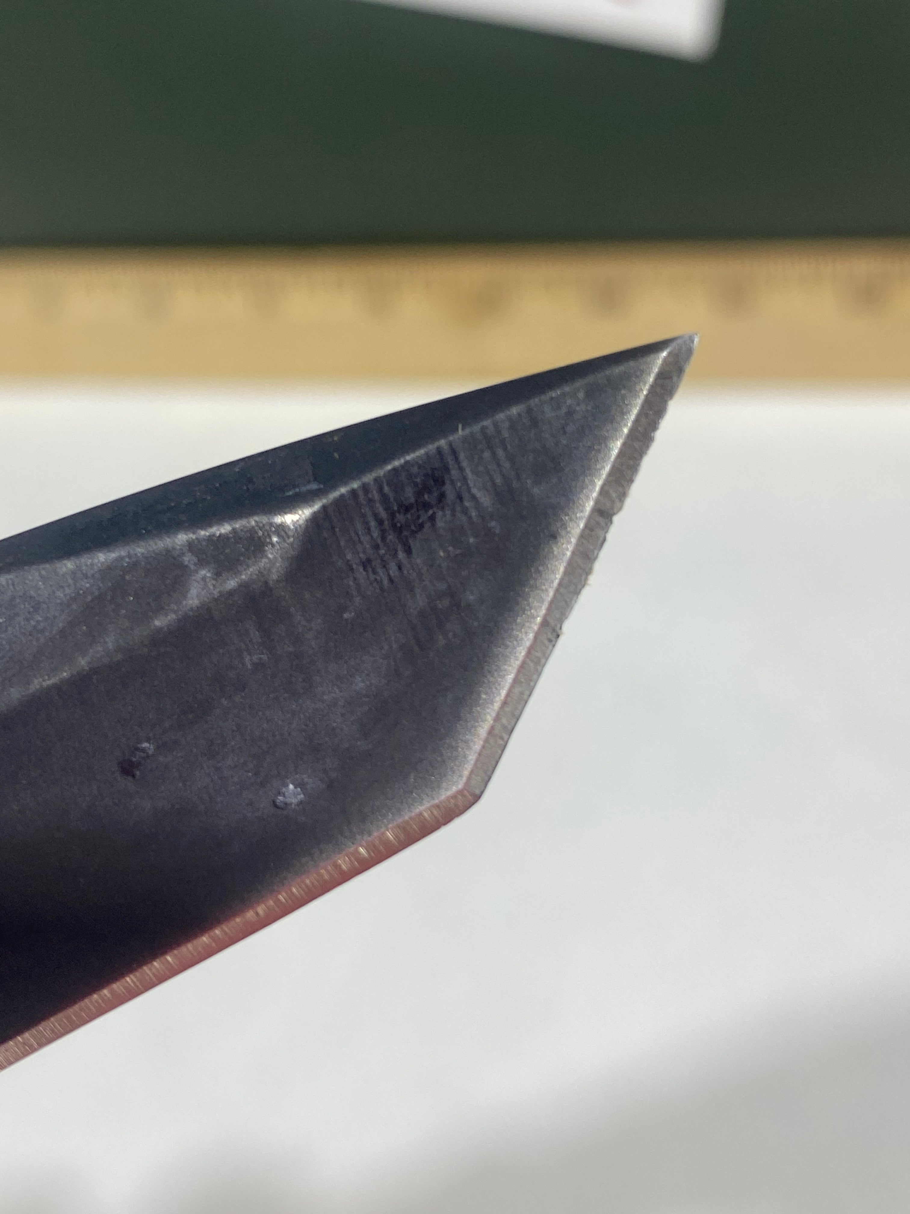 Gerber #-56. Answer F.A.S.T. Light usage. Chips on blade.