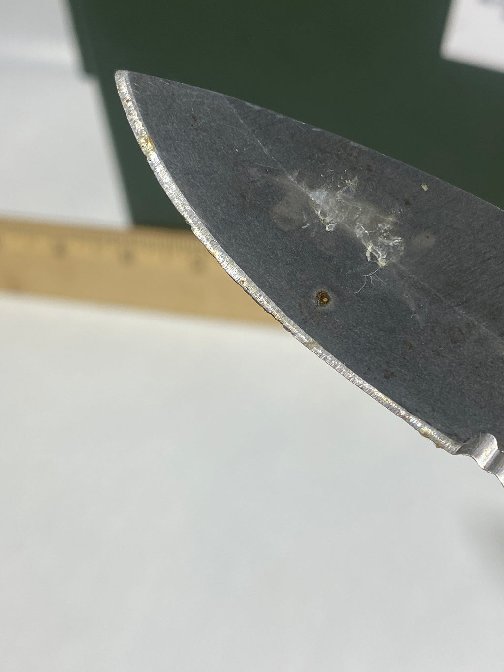 Gerber -73.  Emerson Alliance Tactical. Light usage. Dirty. Chips on blade.