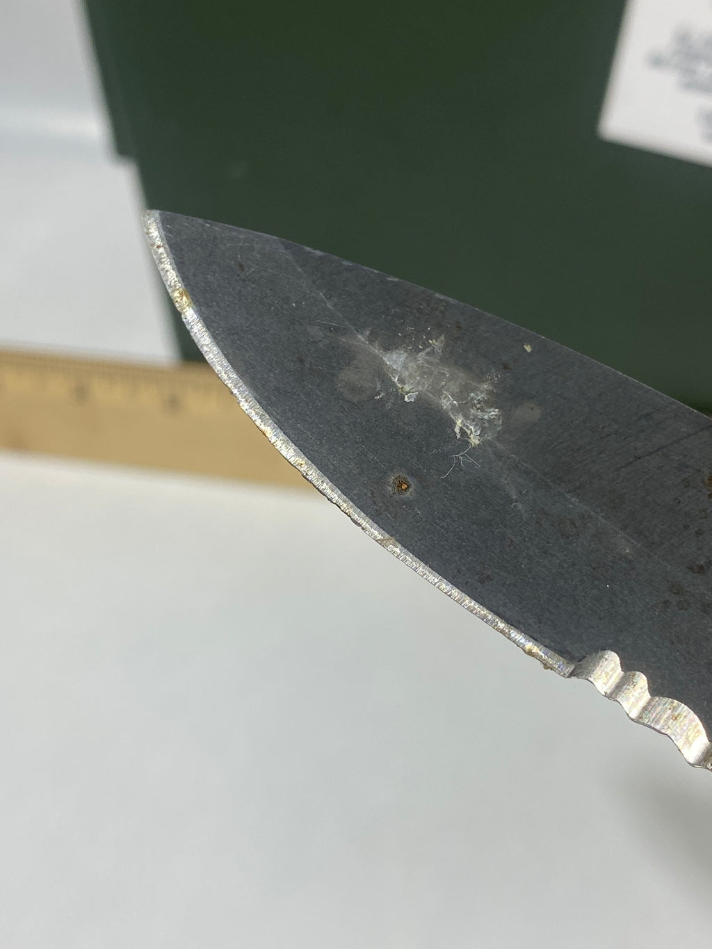 Gerber -73.  Emerson Alliance Tactical. Light usage. Dirty. Chips on blade.