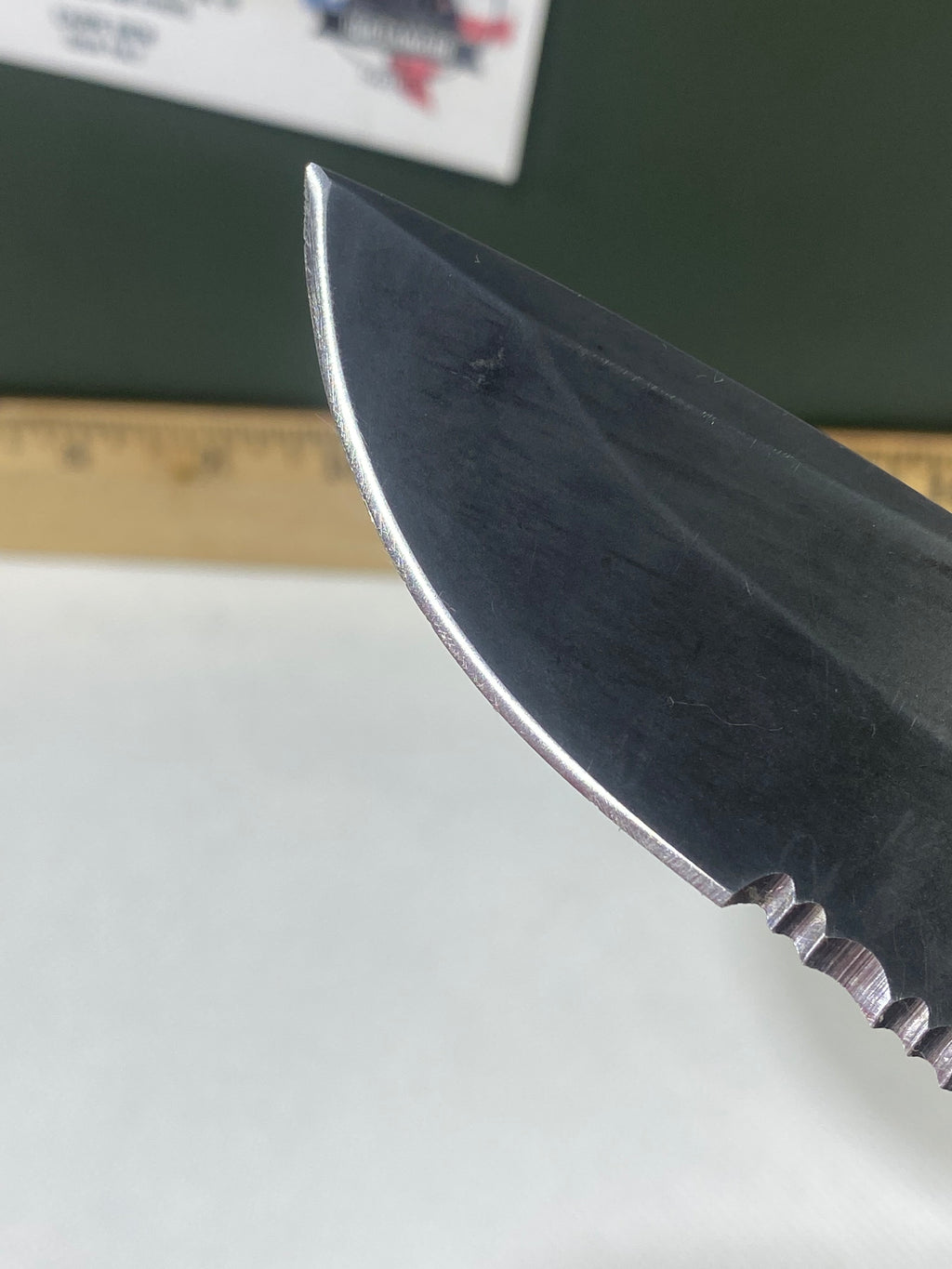 Gerber -80. 06. Light usage. Resharpened. Ding on blade.