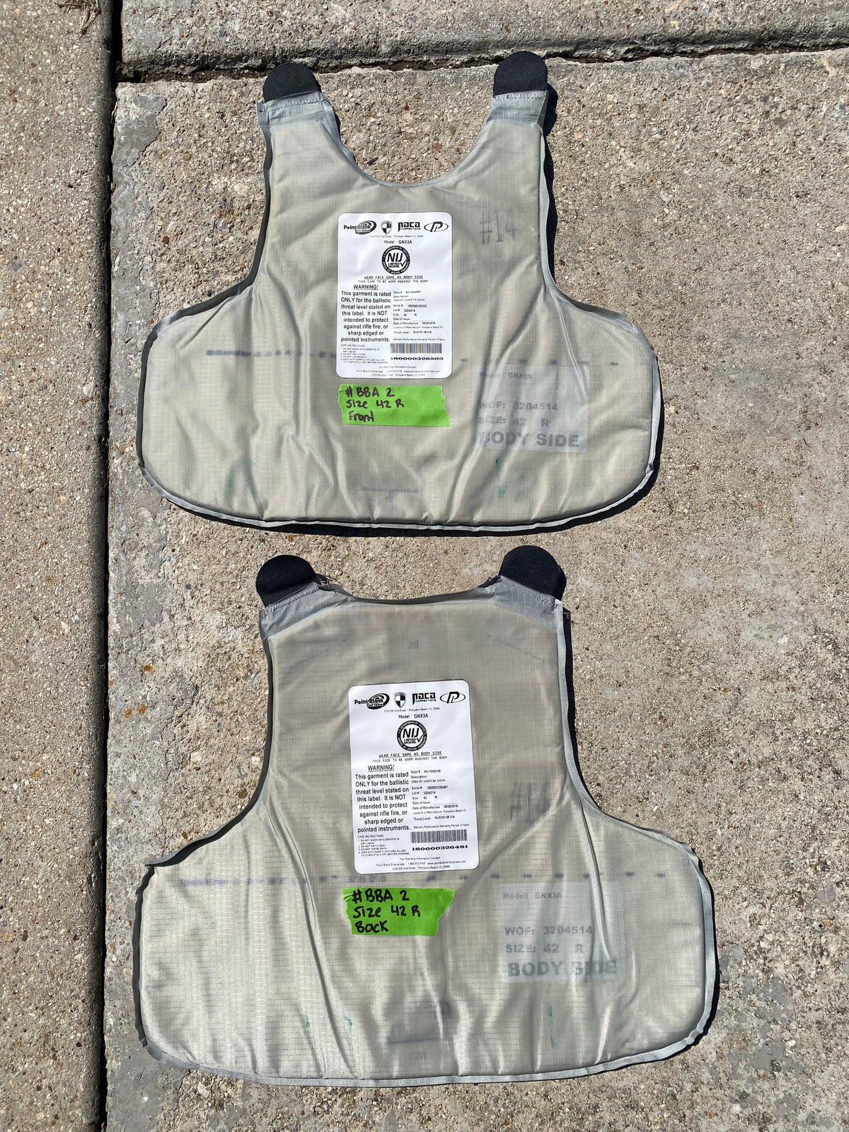 Point Blank Concealable Body Armor PACA #BBA2. Size 42 R. Color Navy. Light usage.