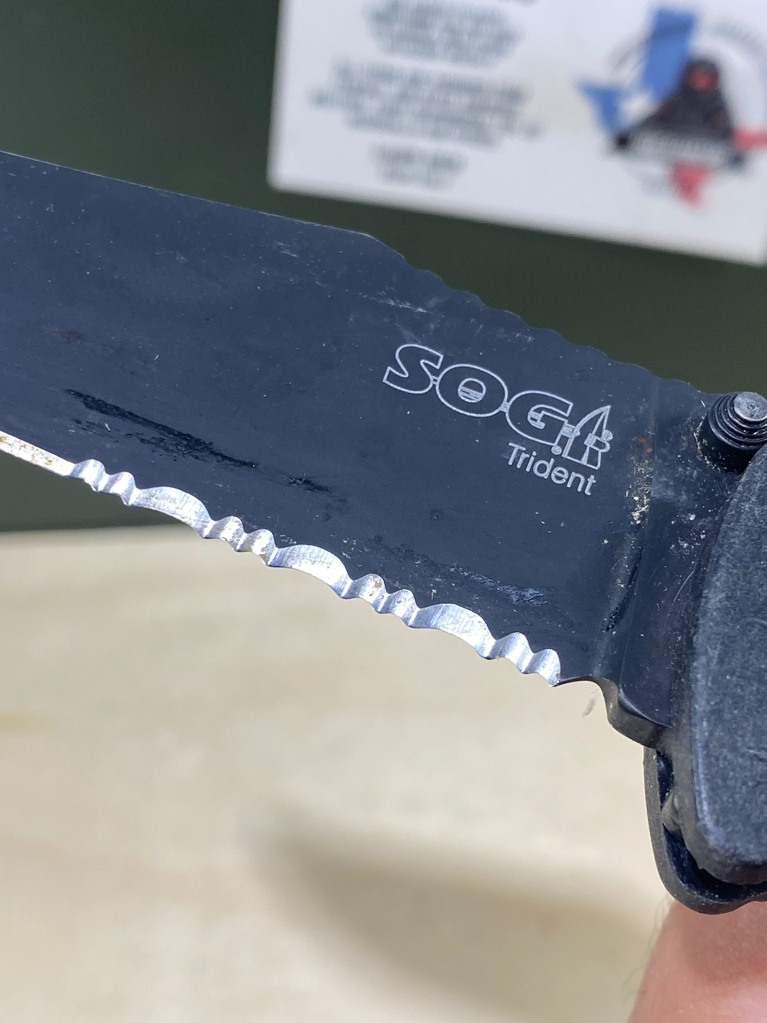 SOG Trident A/O #SG2. Light Usage. Dirty. Possible Rust