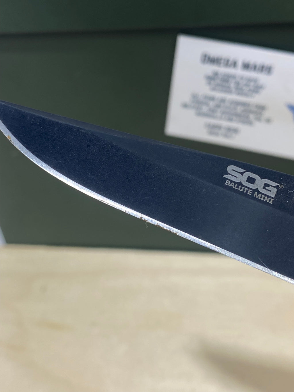 SOG Salute Mini #SG12.  Light Usage. Little dirty. Resharpened.