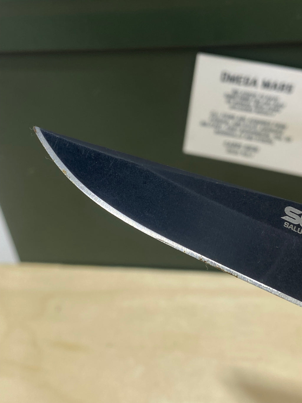 SOG Salute Mini #SG12.  Light Usage. Little dirty. Resharpened.