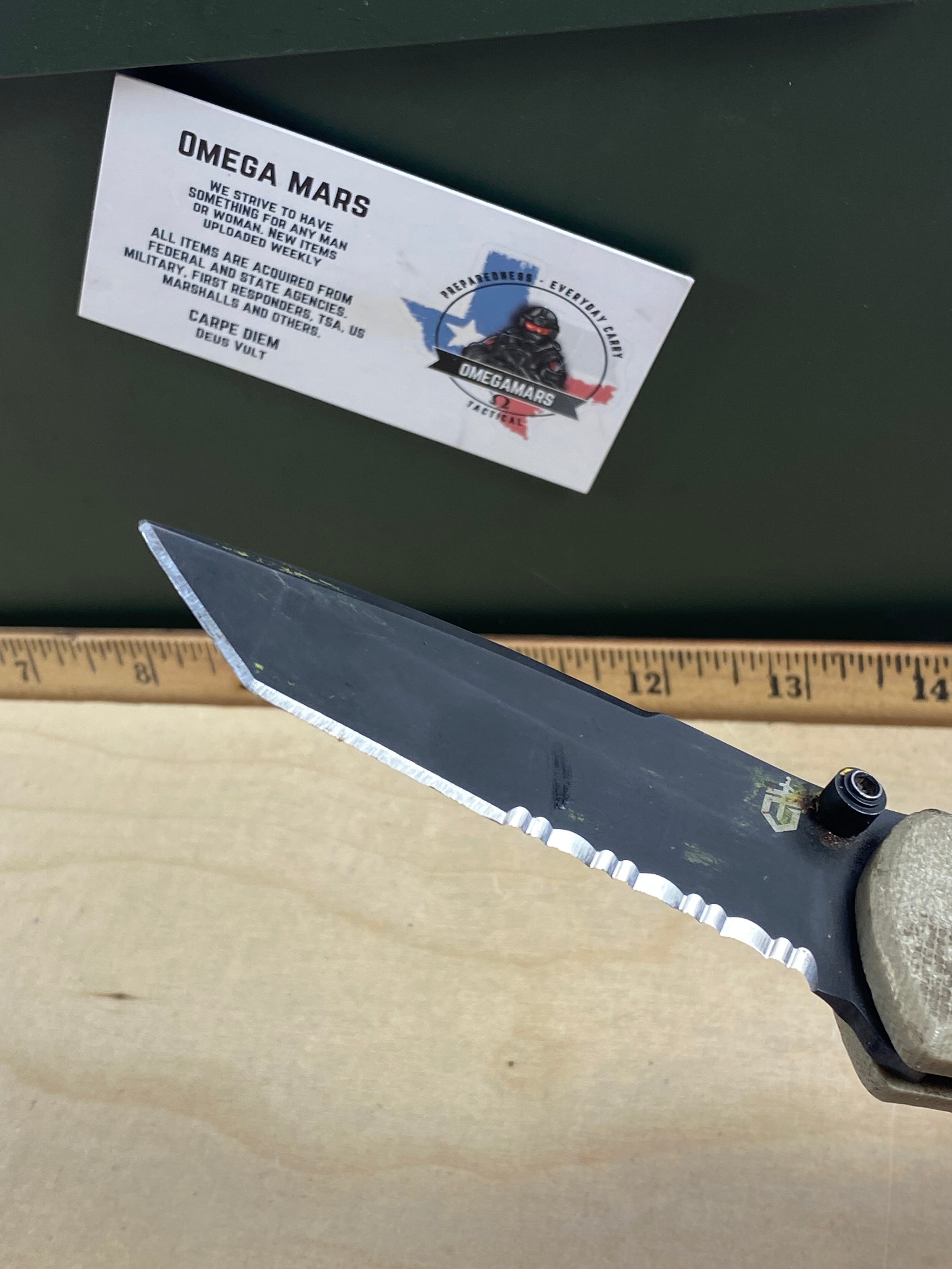 Gerber #91 Propel Downrange AO Knife Desert Tan Assisted Opening. Light usage. Dirty. Chip on blade. (MSRP $198.00 NEW)