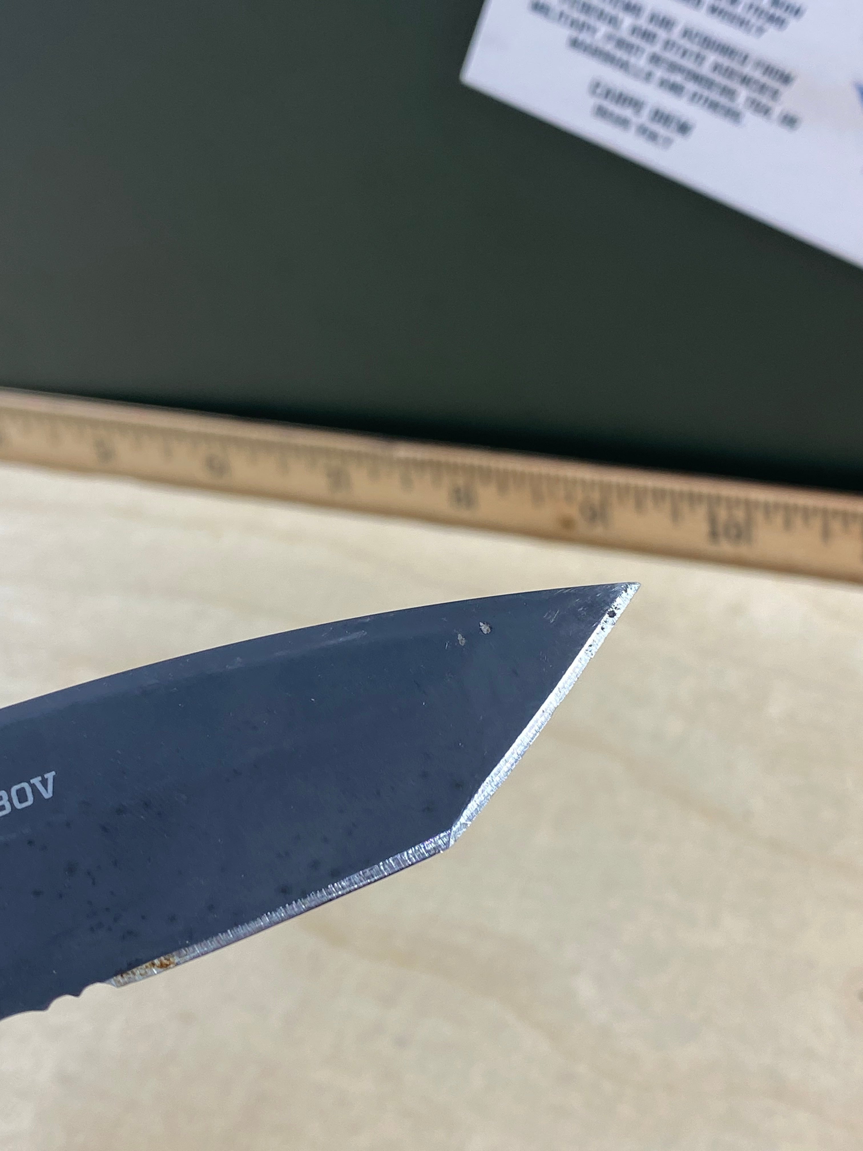Gerber #92 Propel Downrange AO Assisted Opening Knife Black (3.5" Black Serr). Light usage. Dirty. Resharpened and it's missing the pocket clip. (MSRP $190.00 NEW)