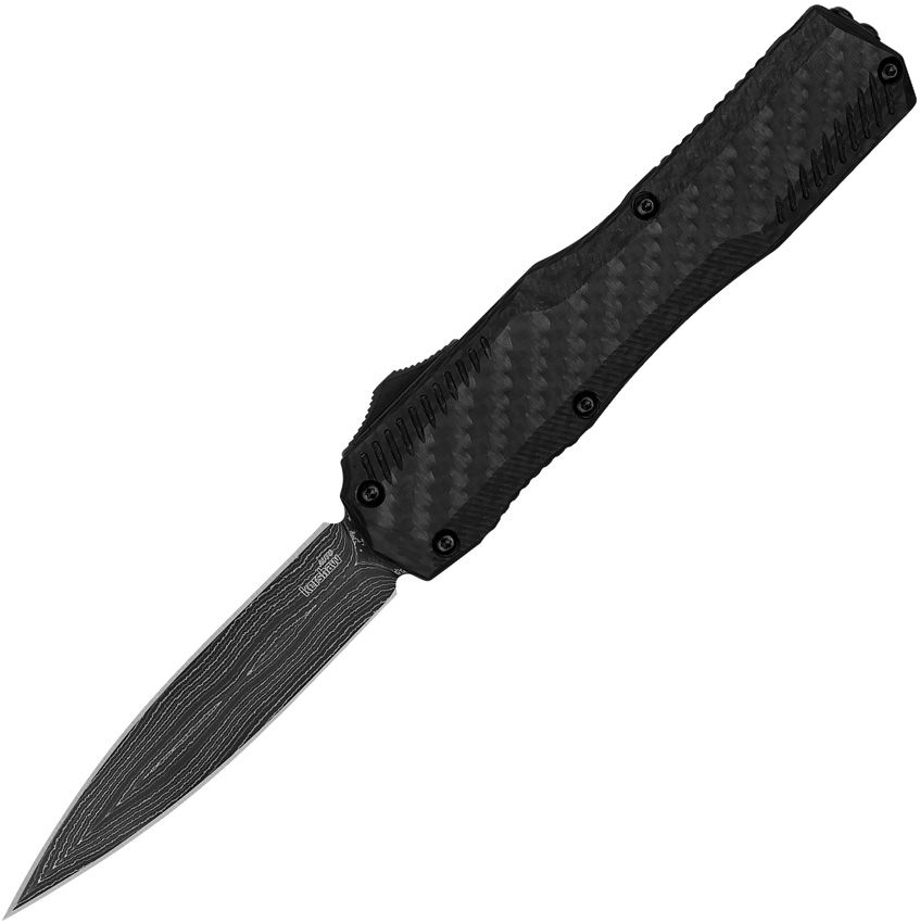 KERSHAW Auto Livewire OTF Double Edge - Carbon Fiber - Damascus - KS9000DECFDAM