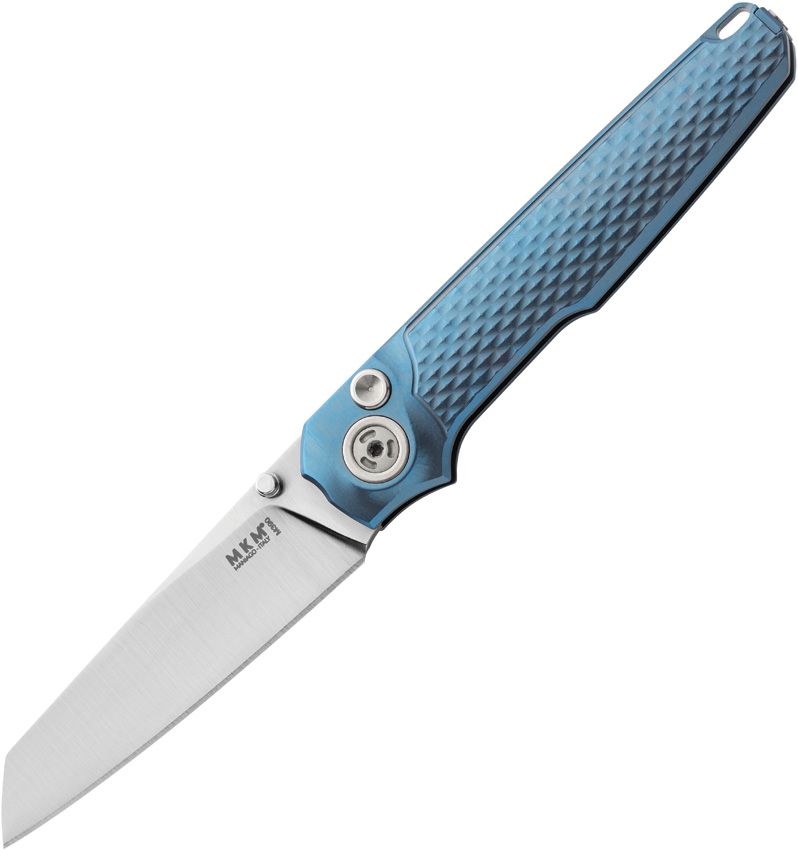 Maniago Knife Makers - Miura Button Lock Ti Blue - M390 Bohler - CLOSEOUT