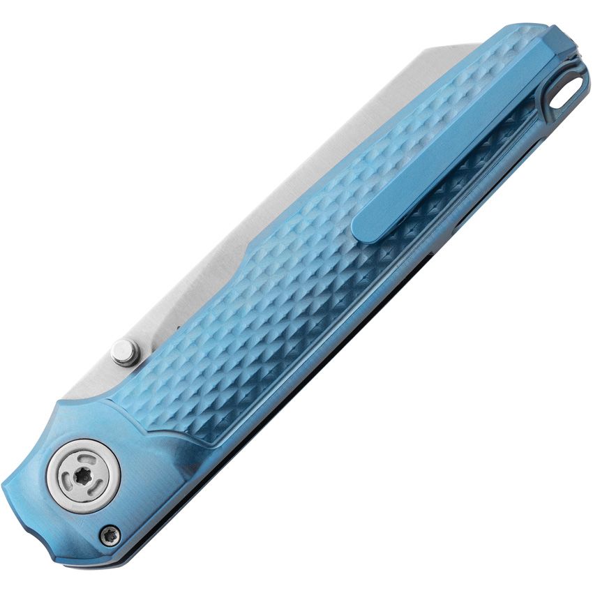 Maniago Knife Makers - Miura Button Lock Ti Blue - M390 Bohler - CLOSEOUT