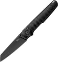Maniago Knife Makers - Miura Button Lock Ti Black - M390 Bohler - CLOSEOUT