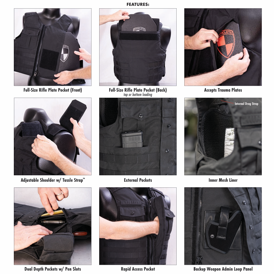 Pre-Owned Point-Blank Guardian MOLLE Vest Carriers in Black. Light usage.