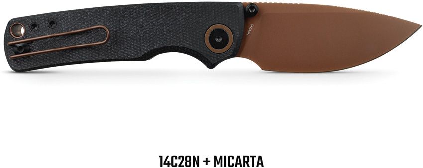 VOSTEED - Porcupine Top Linerlock - 14C28N Sandvik - Black Micarta - 10