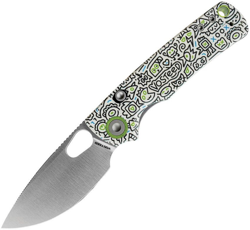 VOSTEED - Porcupine Top Linerlock - 14C28N Sandvik - Doodle G10 - 10