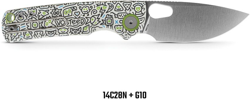 VOSTEED - Porcupine Top Linerlock - 14C28N Sandvik - Doodle G10 - 10