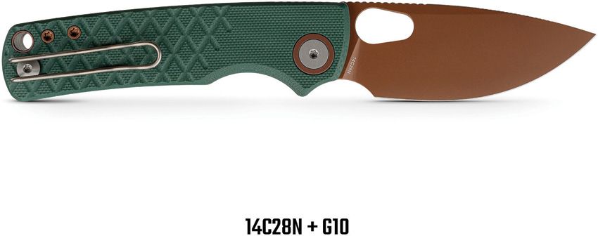 VOSTEED - Porcupine Top Linerlock - 14C28N Sandvik - Green G10 - 10