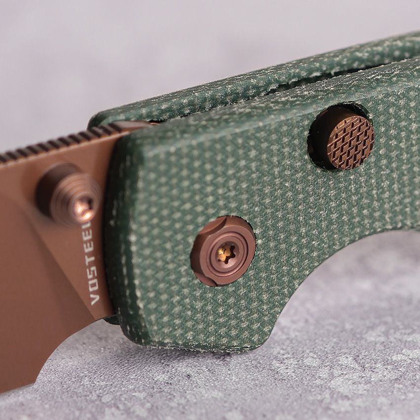 VOSTEED - Raccoon Top Linerlock - 14C28N - Green Micarta - 15