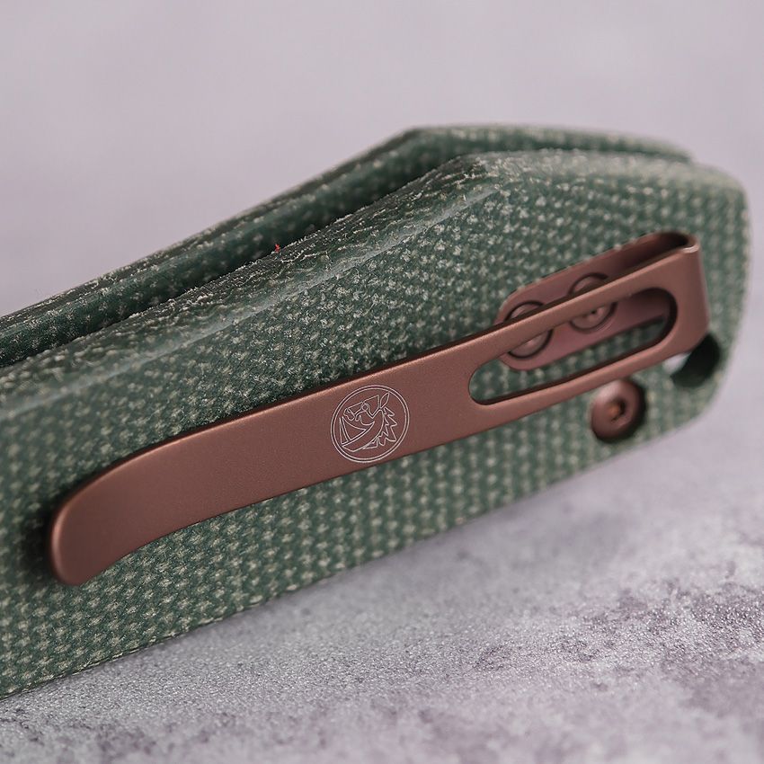 VOSTEED - Raccoon Top Linerlock - 14C28N - Green Micarta - 15