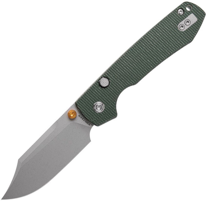 VOSTEED - Raccoon Top Linerlock - 14C28N - Green Micarta - 15