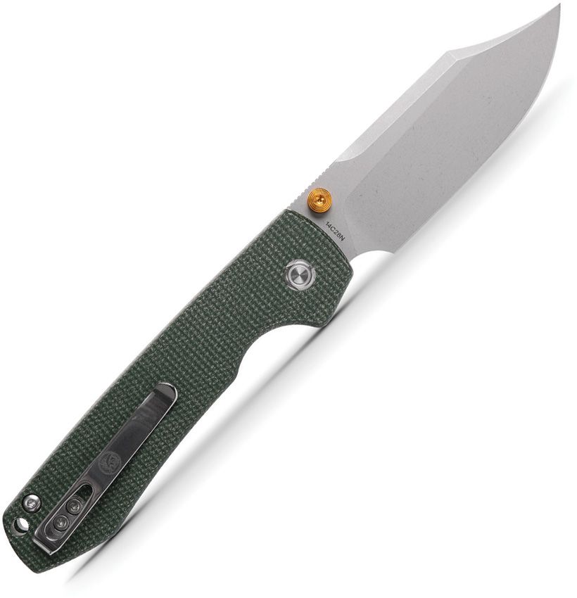 VOSTEED - Raccoon Top Linerlock - 14C28N - Green Micarta - 15