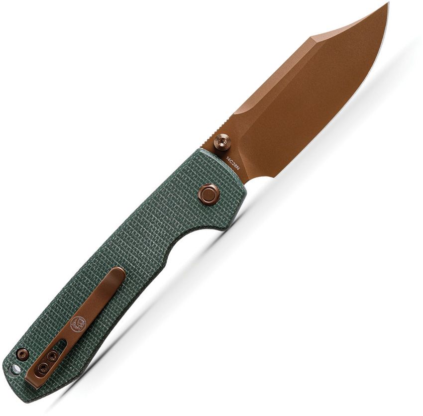 VOSTEED - Raccoon Top Linerlock - 14C28N - Green Micarta
