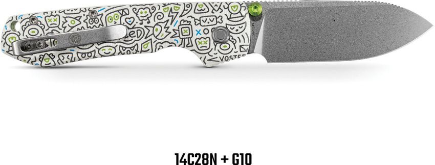 VOSTEED - Raccoon Top Linerlock - 14C28N - Doodle Monster G10 - 15