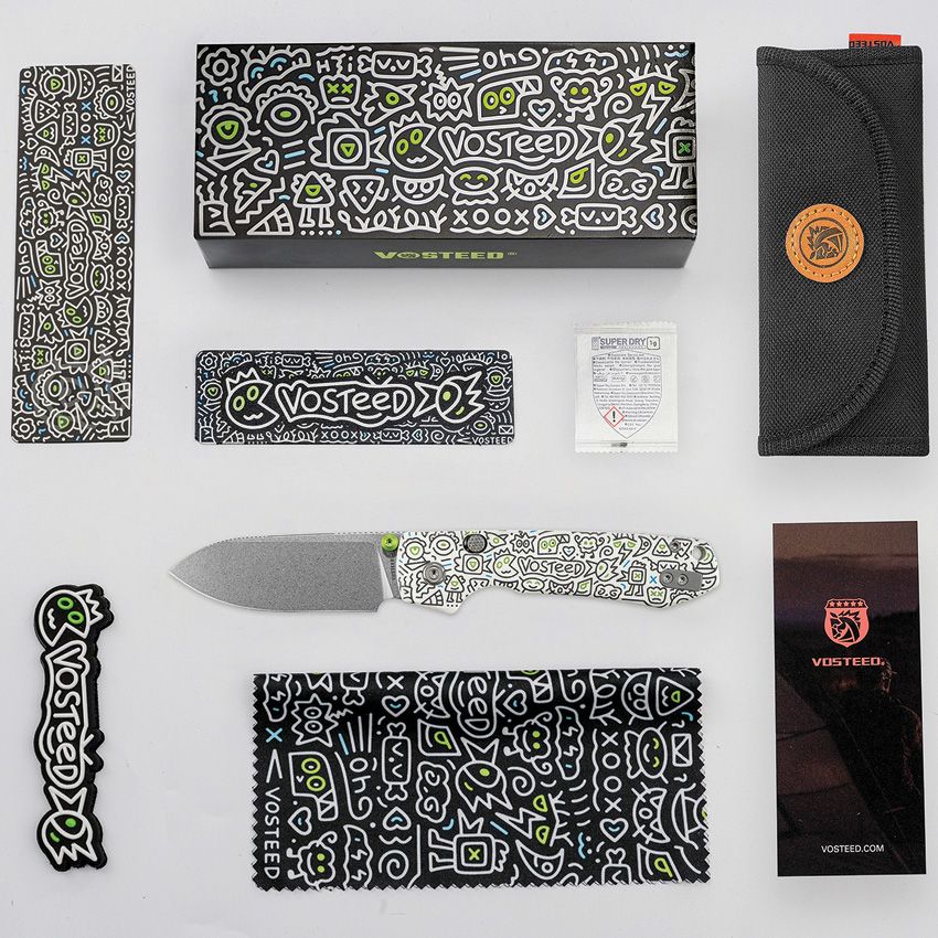 VOSTEED - Raccoon Top Linerlock - 14C28N - Doodle Monster G10 - 15