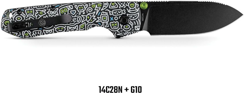 VOSTEED - Raccoon Top Linerlock - 14C28N - Doodle Monster G10 - 15