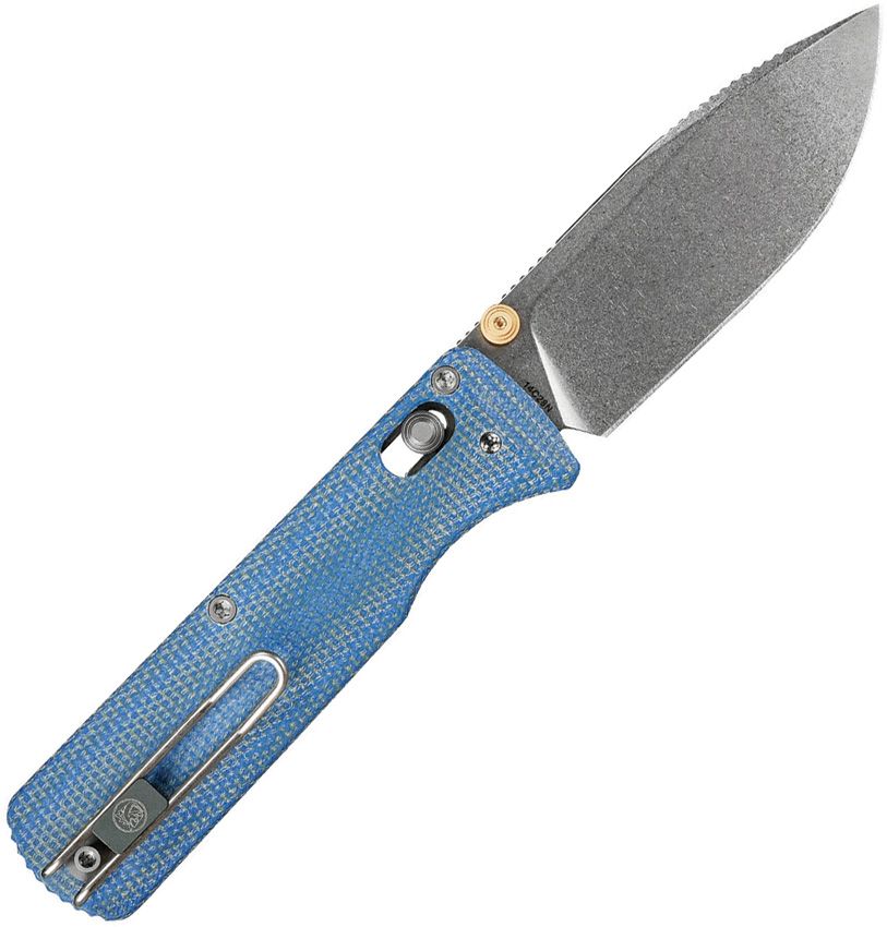 VOSTEED - Vombat Crossbar Lock - 14C28N - Blue Micarta