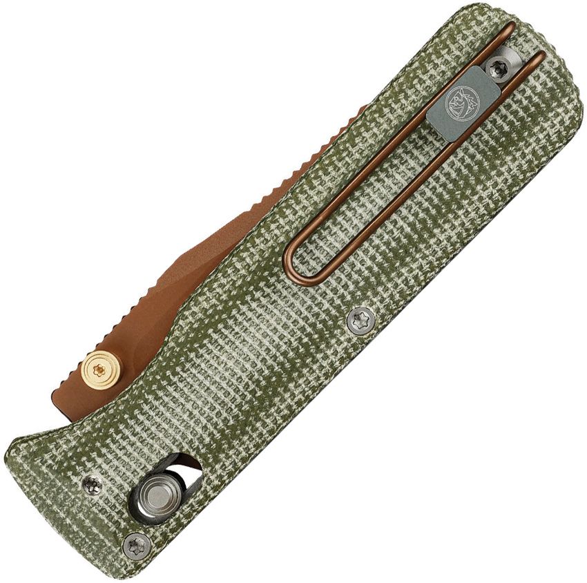 VOSTEED - Vombat Crossbar Lock - 14C28N - Green Micarta